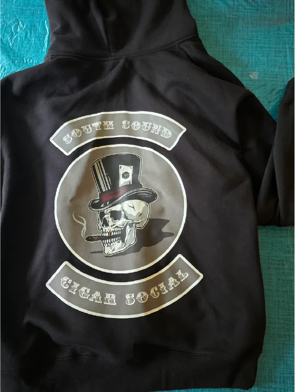 Black club hoodie with the full back patch